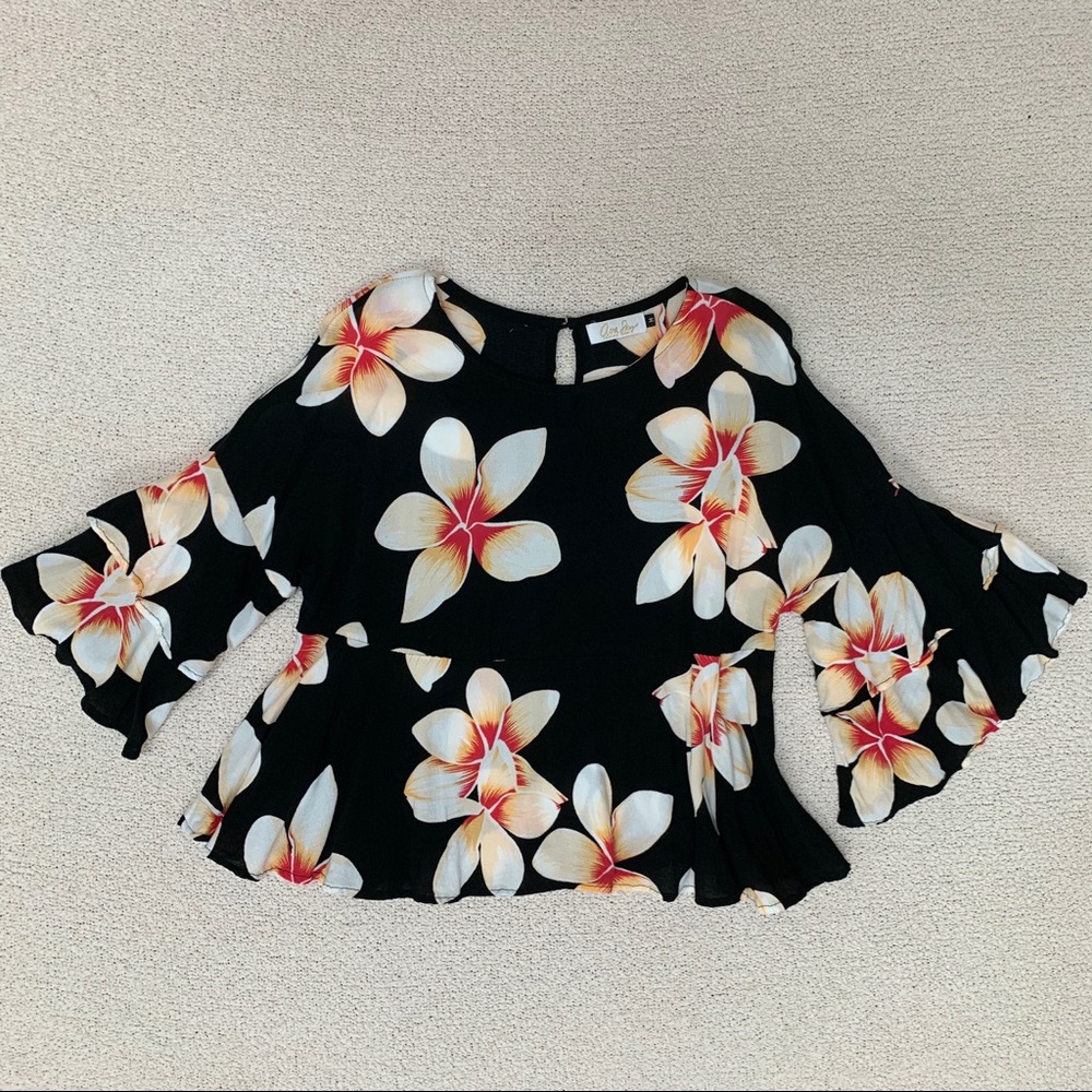 Ava Sky Jenni Top in Sunset Plumeria (RESERVED)